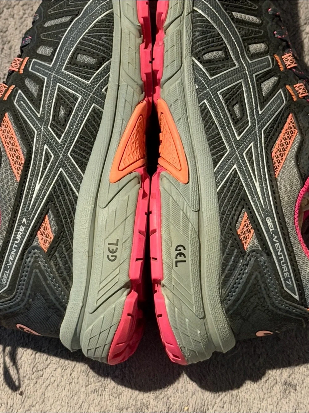 ASICS GEL-Venture 7 Women's Trail Running Shoes Gray/Pink/Orange - Size 10